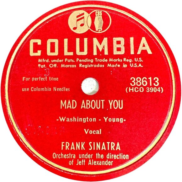 Frank Sinatra Mad About You 10in Shellac 78 RPM Columbia 38613 Vintage Record - Picture 2 of 4
